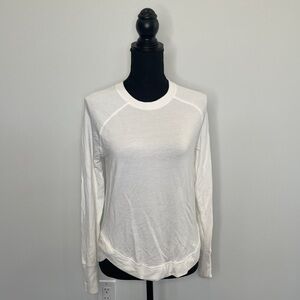 Athleta White Long Sleeve Crew Neck Top